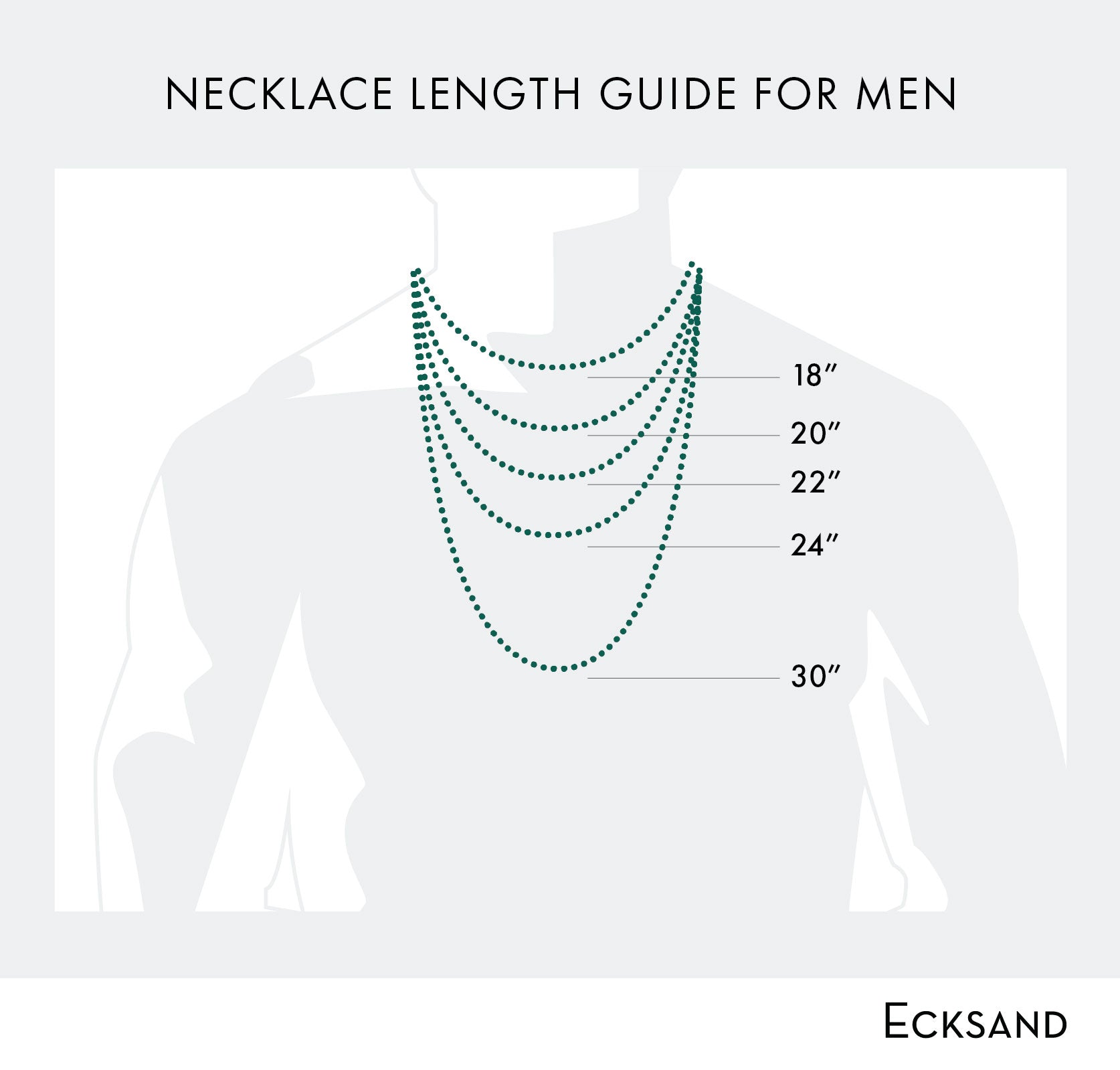 Image of men necklace sizes