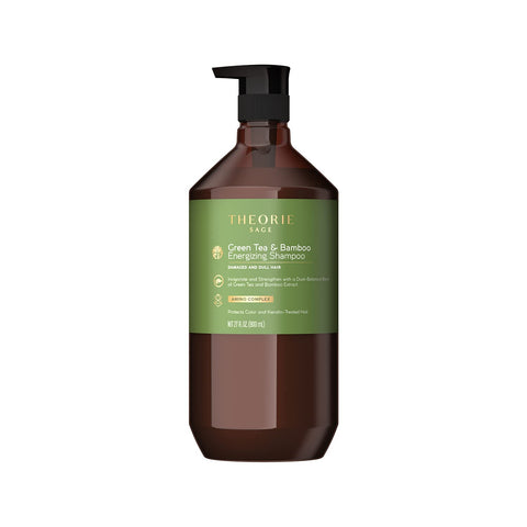 Theorie Green Tea and Bamboo - Energizing Shampoo - Invigorate & Strengthen, Irresistible Scent of Green Tea, Jasmine, Amber & Cypress - For Damaged & Dull Hair - Color & Keratin Safe / 800mL