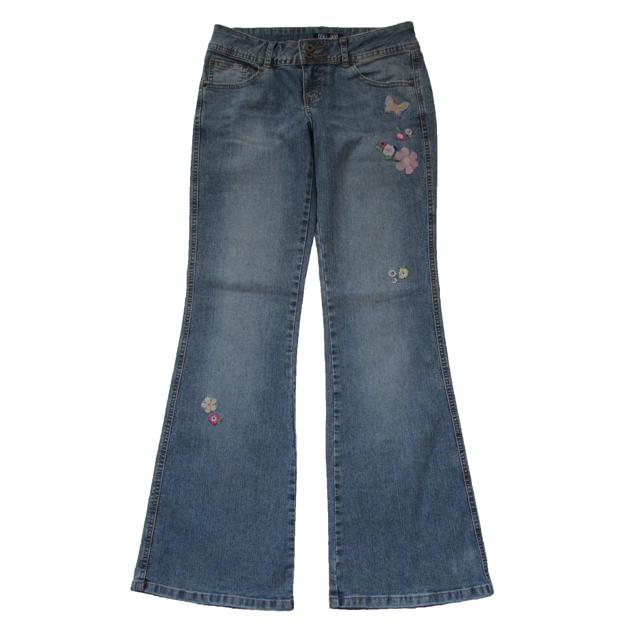 Angels Flared Embroidered Butterfly Jeans - Bijoux Closet