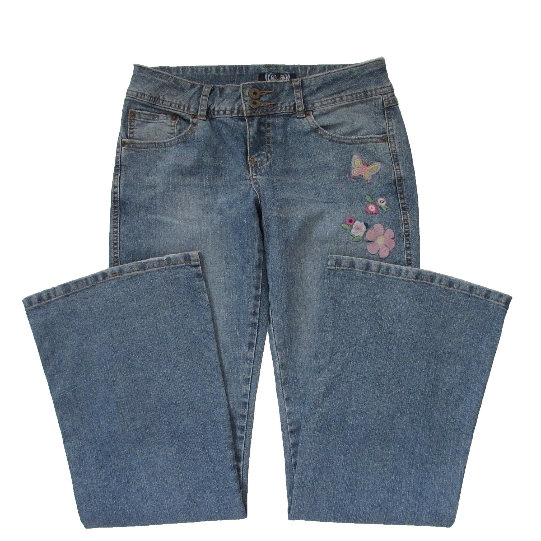 butterfly embroidered jeans