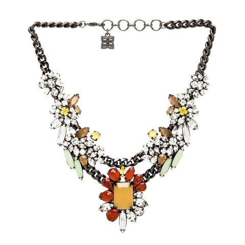Jewel Mint Foliage Drop Choker Necklace - Bijoux Closet
