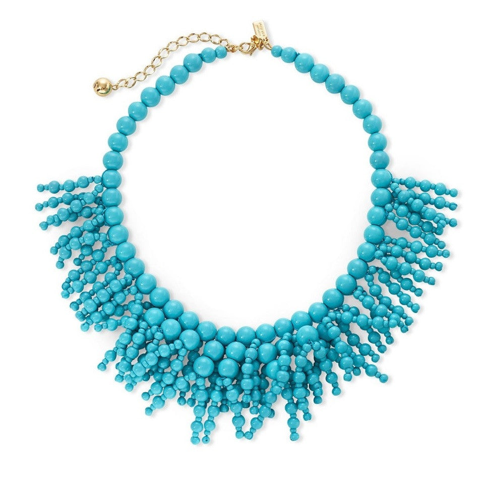 Kate Spade Turquoise Fringe Bead Necklace - Bijoux Closet