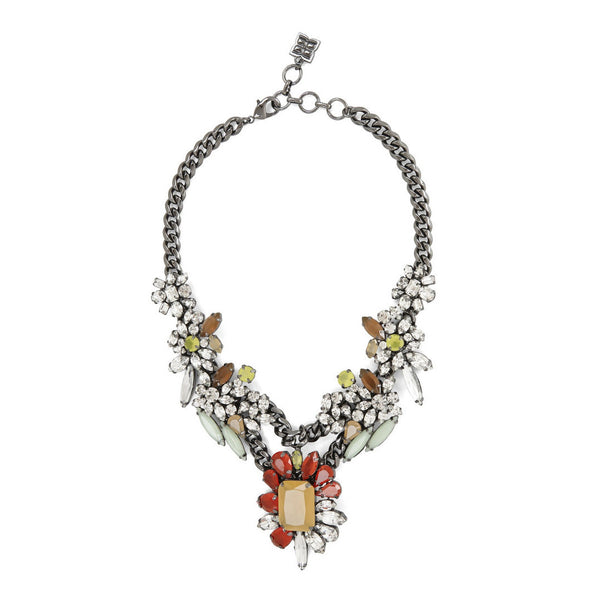 Jewel Mint Foliage Drop Choker Necklace - Bijoux Closet