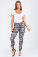 Snake Print 5-Pocket Jeggings with Belt Loops