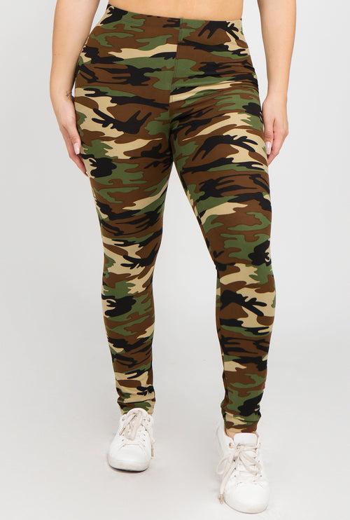 Plus Size Dark Camo Print Leggings – ICONOFLASH