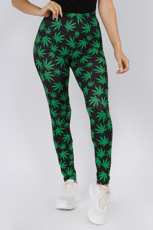 Colorful Mary J Marijuana Leaf Print Leggings