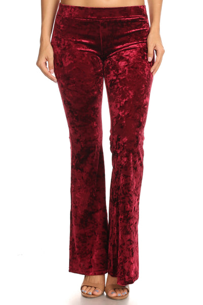 crushed velvet flare pants