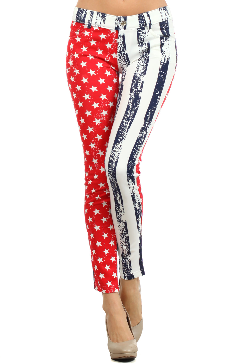 USA Stars and Stripes Printed Jeggings katambra