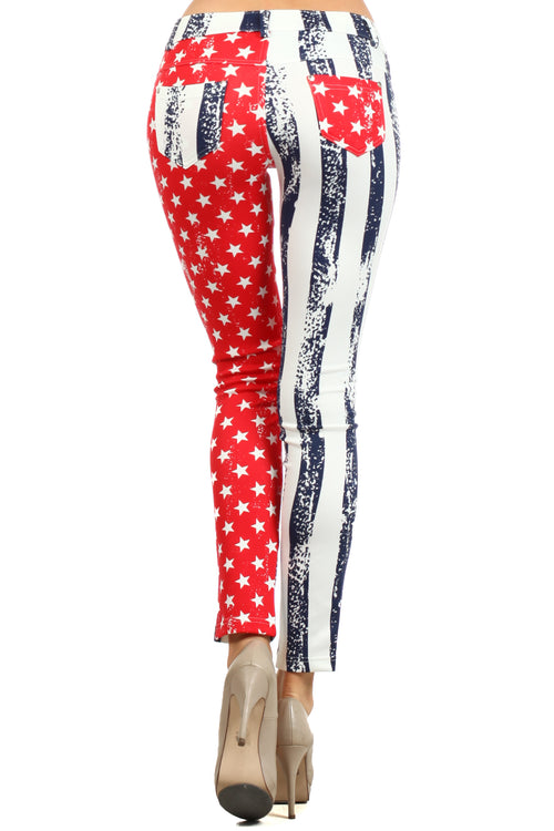 USA Stars and Stripes Printed Jeggings katambra