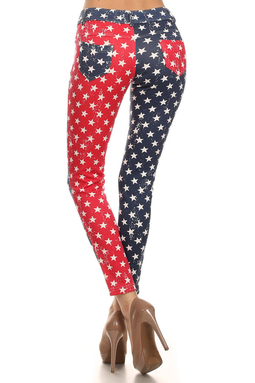 Red White and Blue Star Spangled Jeggings katambra