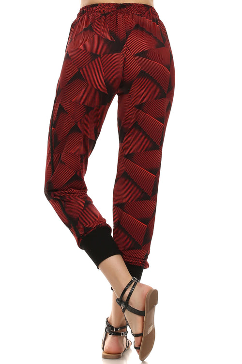 Geometric Striped Graphic Joggers katambra