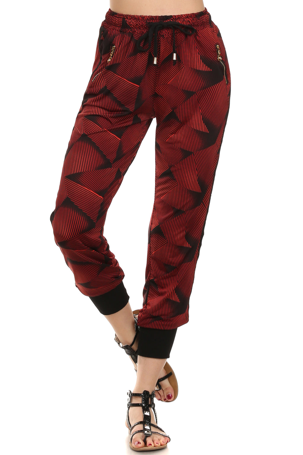 Geometric Striped Graphic Joggers katambra