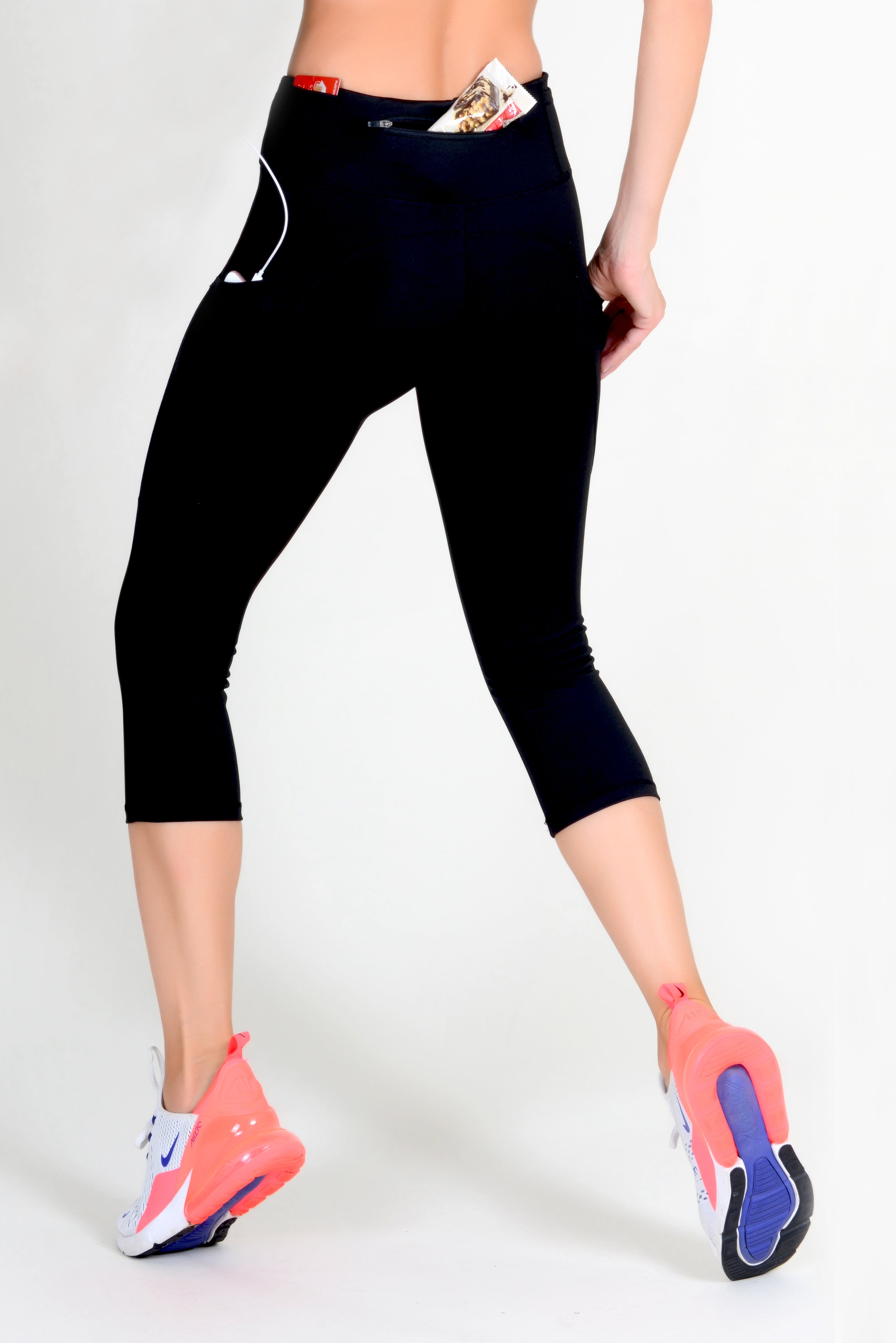 Active 5 Pocket Capri Leggings for Sports Running Tights Exercise ...