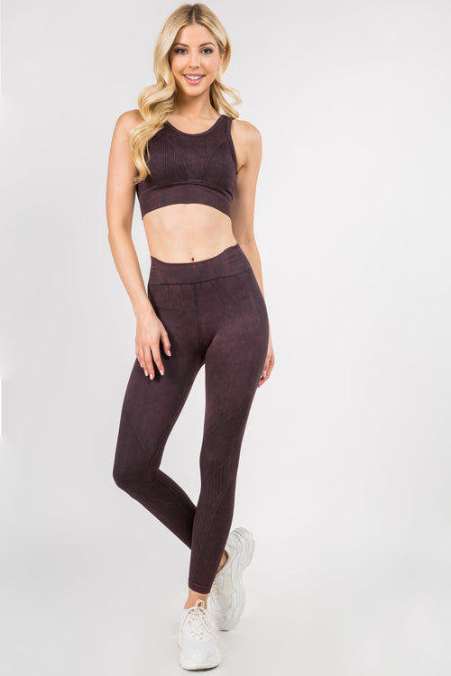 Vintage Wash Sports Bra And Leggings Set – ICONOFLASH