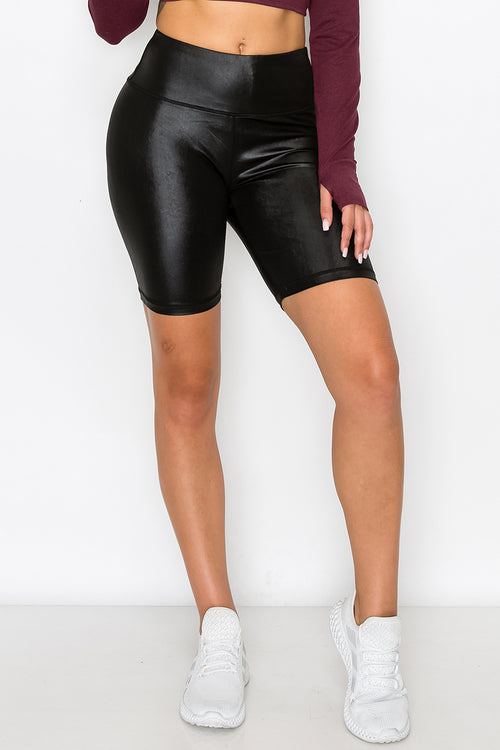 Plus Size Faux Leather High Rise Biker Shorts – ICONOFLASH