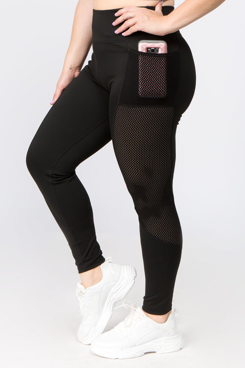 Plus Size - Premium Legging - Lattice Mesh Insert Black - Torrid