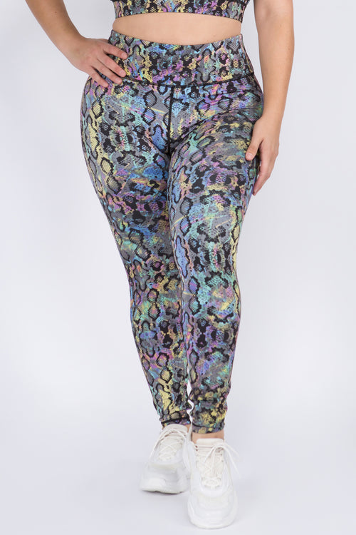 Blue Metalic Snake Print Leggings – ICONOFLASH