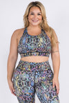 Plus Size Iridescent Snake Print Workout Sports Bra