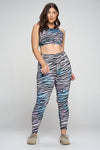 Plus Size Thunderbolt Zebra Print Active Set