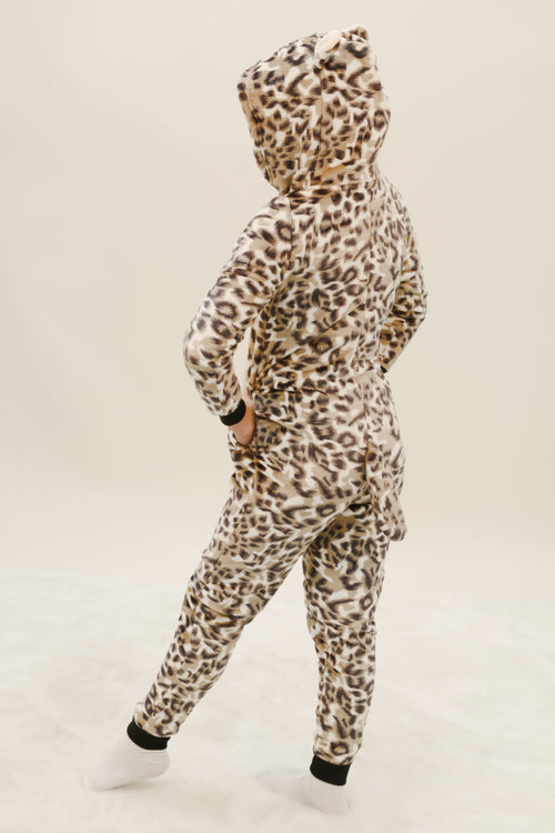 Kid's Plush Leopard Animal Onesie Pajama Costume