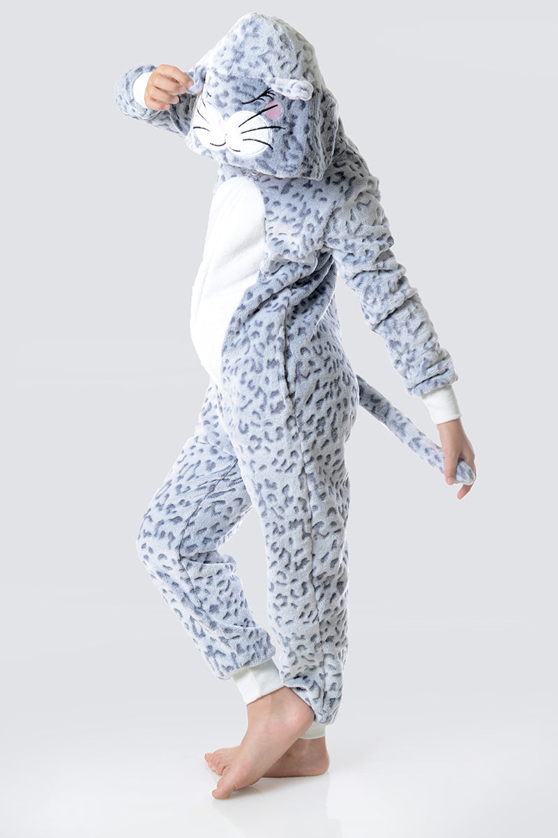 Kid's Plush Leopard Animal Onesie Pajama