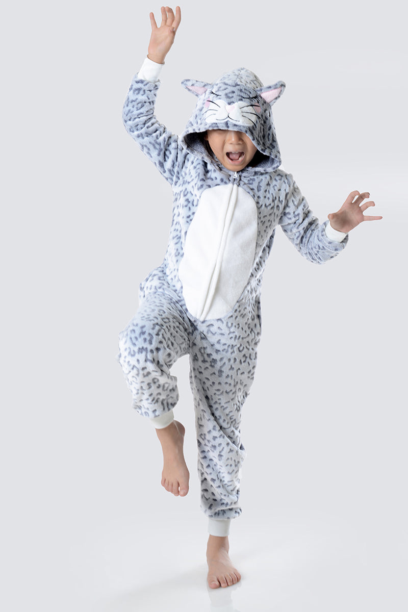 Kid's Plush Leopard Animal Onesie Pajama