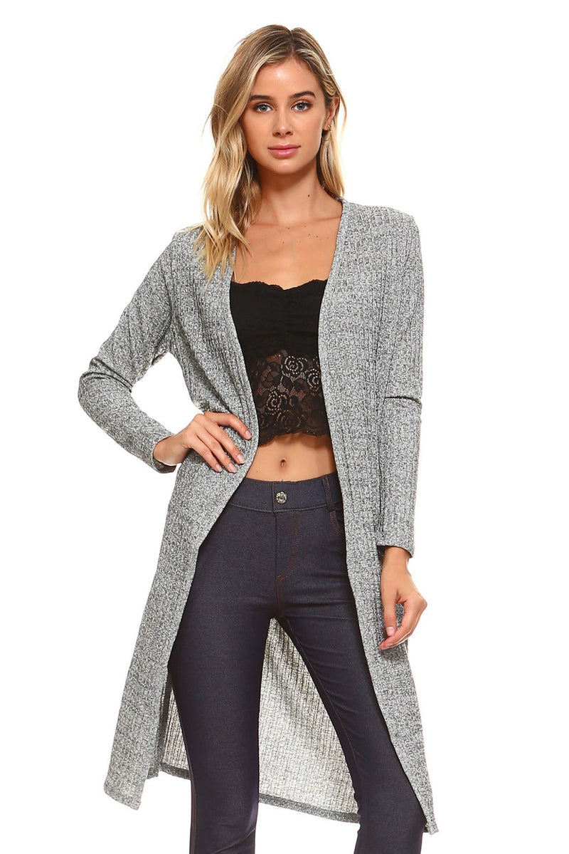 Long Sleeve Open Front Duster Cardigan Lurex Shimmer Knit Sweater –  ICONOFLASH