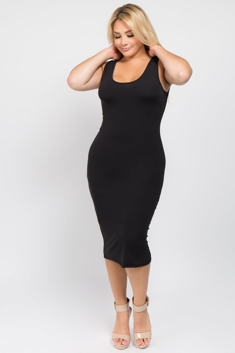 Plus Size Sleeveless Tank Bodycon Midi Dress – ICONOFLASH