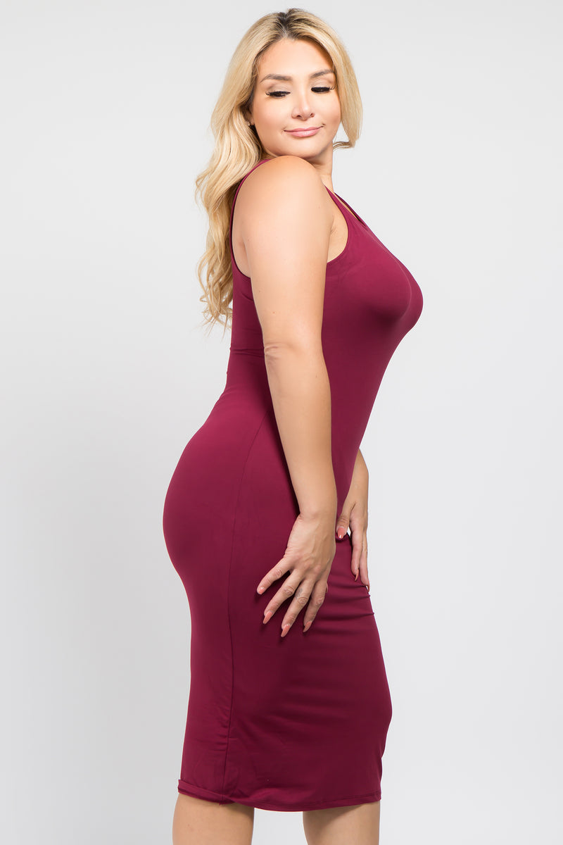 Plus Size Sleeveless Tank Midi Bodycon Dress – ICONOFLASH