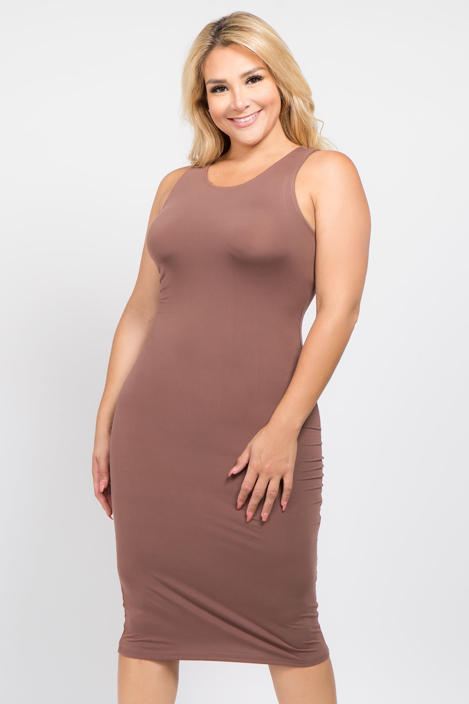 Plus Size Sleeveless Tank Midi Bodycon Dress – ICONOFLASH