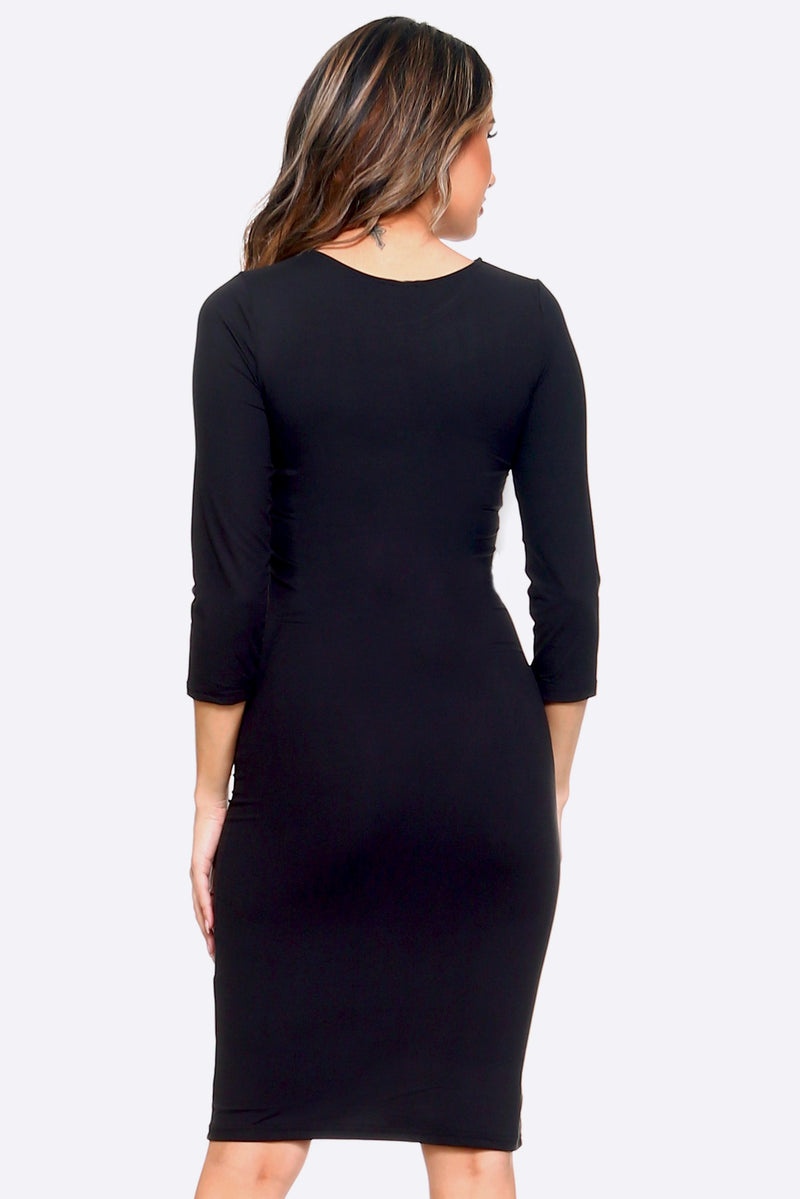 3/4 Sleeve Midi Bodycon Dress – ICONOFLASH