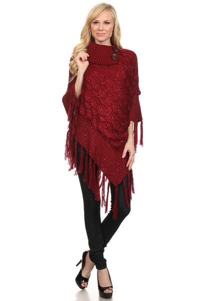 Sequin Fringe Poncho katambra