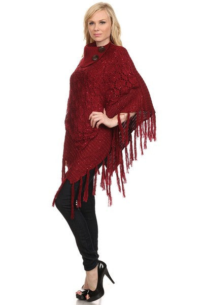 Sequin Fringe Poncho katambra