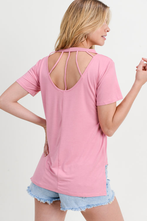 Strappy Back Short Sleeve T-Shirt