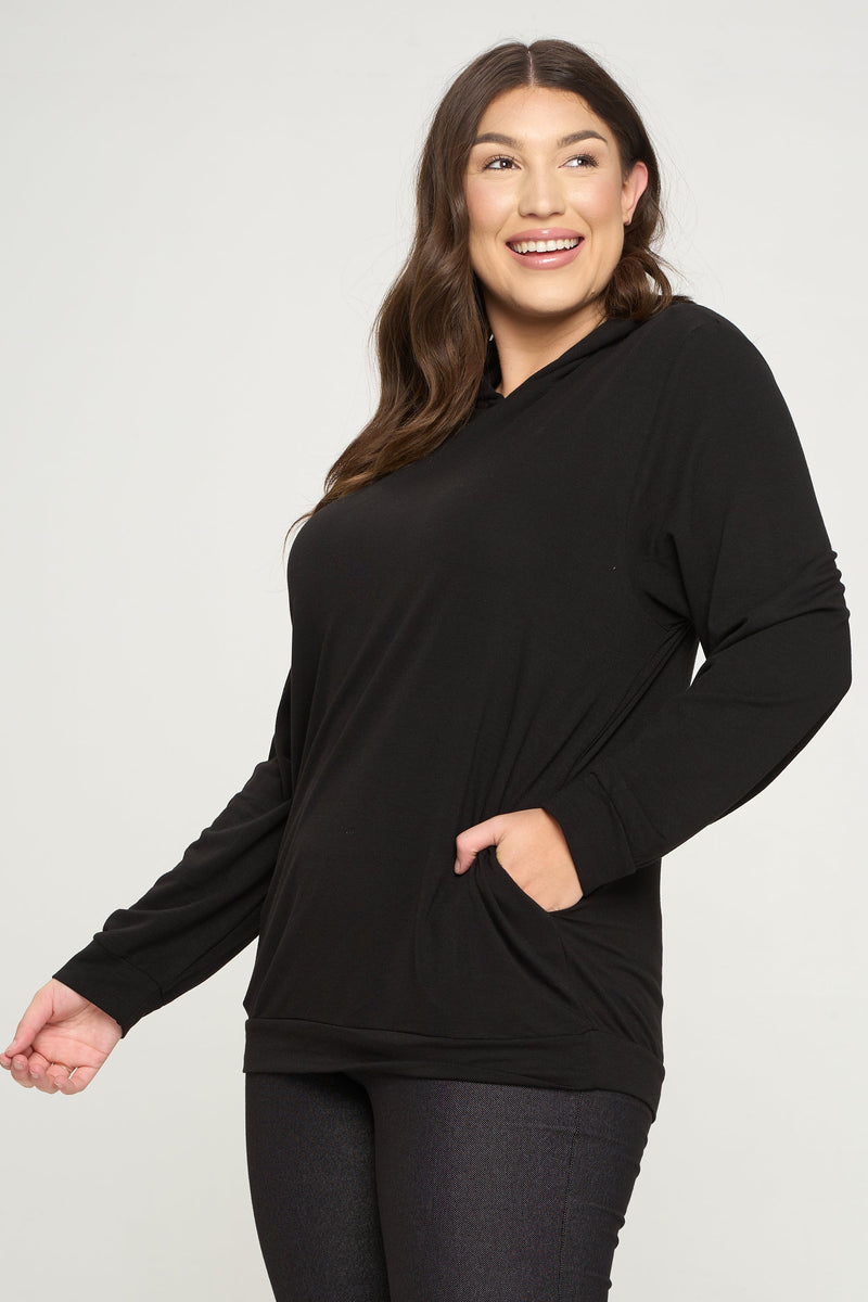 Plus Size No Strings Attached Side Pocket Hoodie