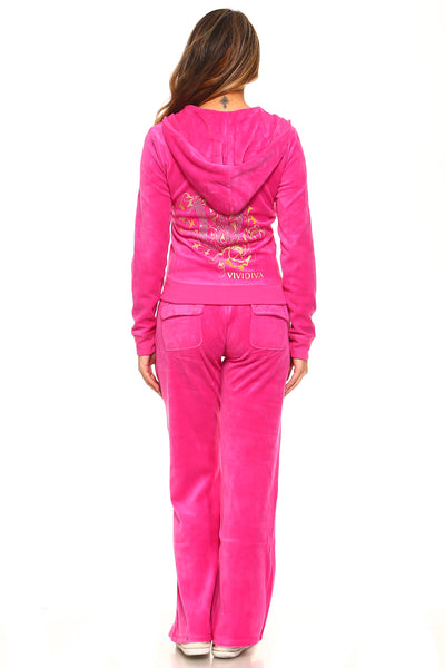 pink suede sweatsuit