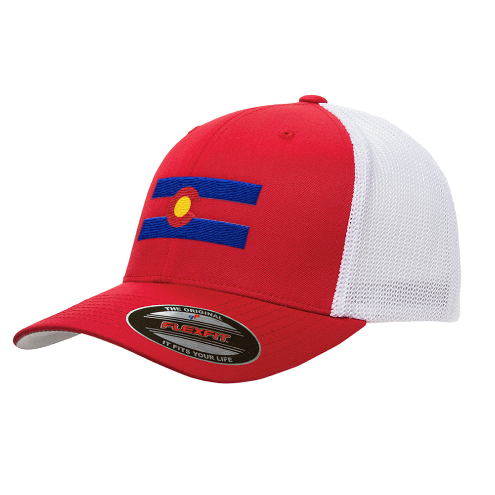 Colorado State Flag Trucker Snapback Hat Retro Mesh Cap Denver Boulder