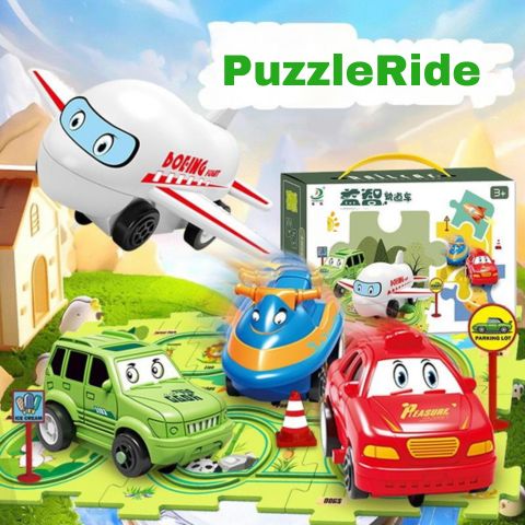 Circuit voiture enfant en forme de puzzle