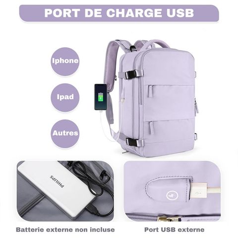 Port de charge USB du sac à dos de voyage