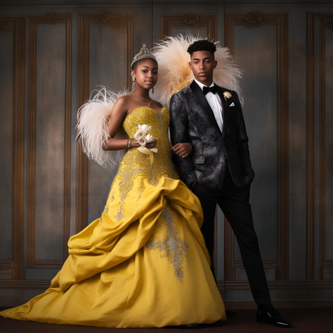 Cham Prom Black African American Prom Soulaan Prom in yellow