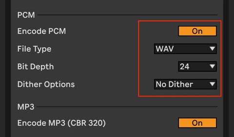 export settings for ableton