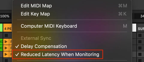 Ableton what is reduced latency when monitoring