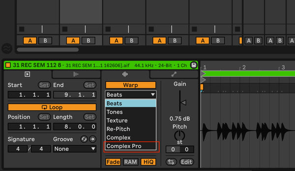 Complex pro warp in Ableton