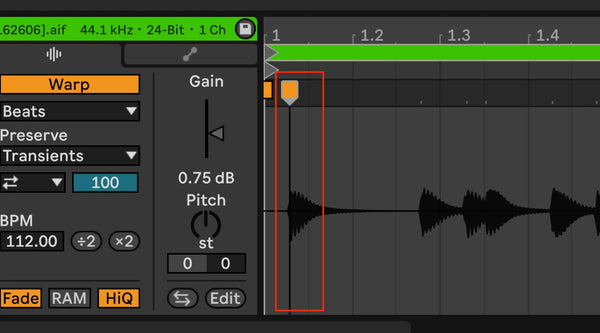 Locate the first downbeat in Ableton
