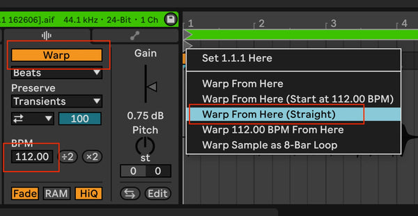 Warp from here straight in Ableton