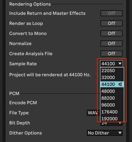 Sample rate in Ableton