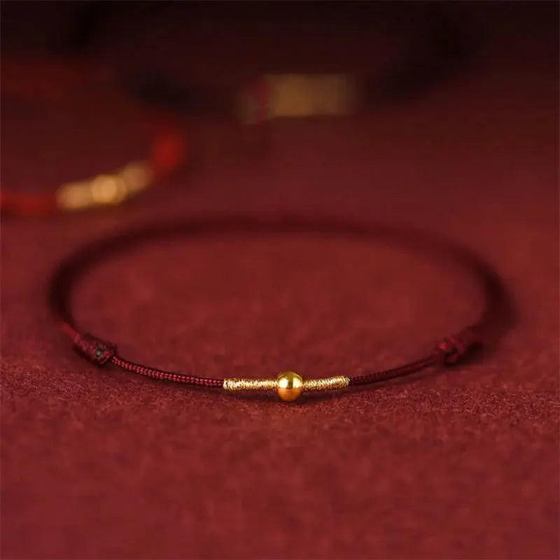 Buddha Padmasana 925 Sterling Silver Golden Bead Protection Braided Rope Bracelet Anklet Buddha padmasana