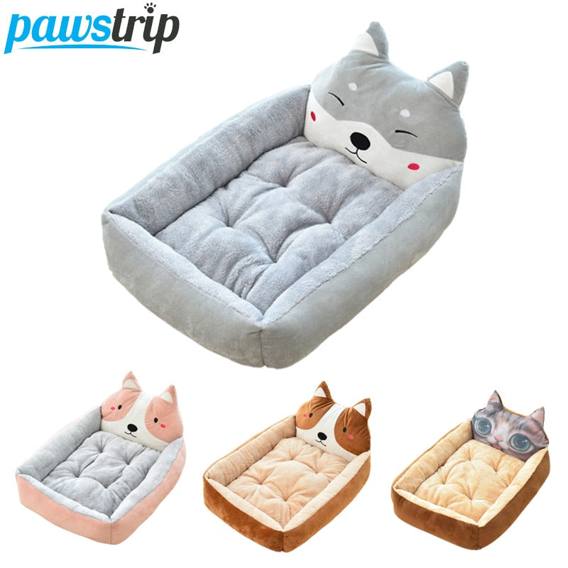 pawstrip Cute Pet Winter Dog Bed Sofa Soft Warm dog Bed House Cartoon Small Dog Bed Cushion Pet Sofa Bed For Dogs