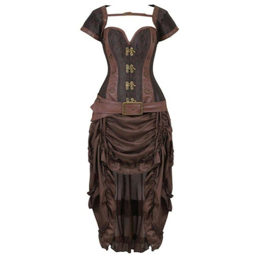 Buy Grebrafan Steampunk Corset Dress 3 Piece Outfits Bustiers with
