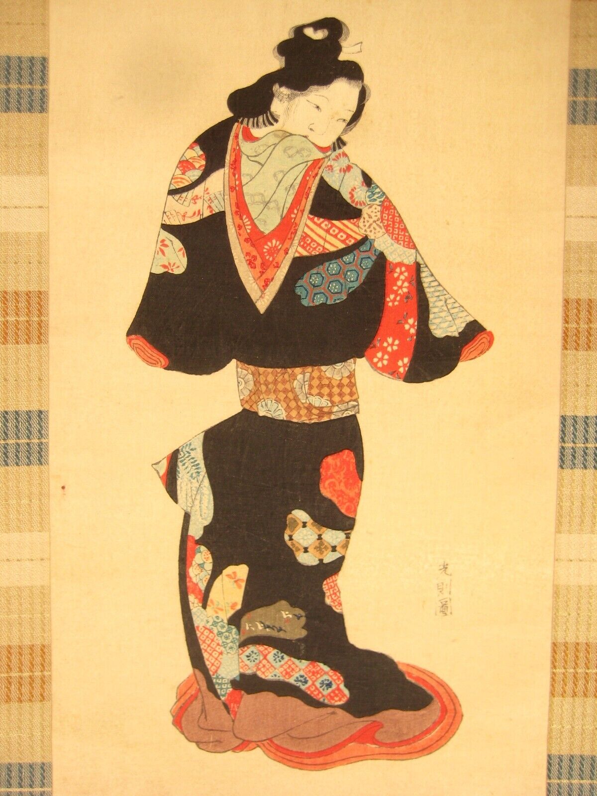 Antique Japanese Edo Era (C.1630) Rare Scroll: Courtesan By Tosa Mitsu ...